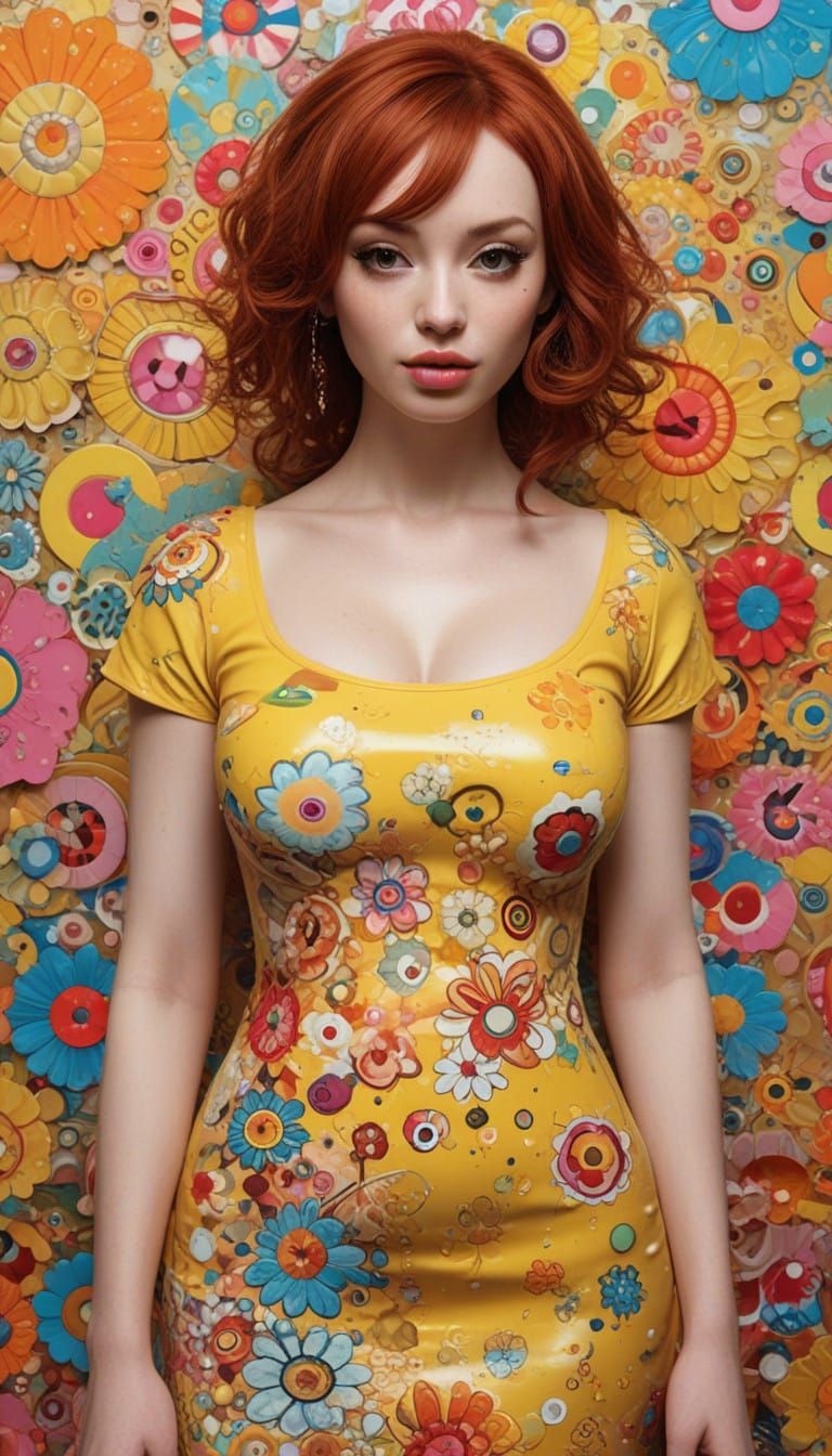 Sultry Femme Fatale in Vibrant Yellow Dress