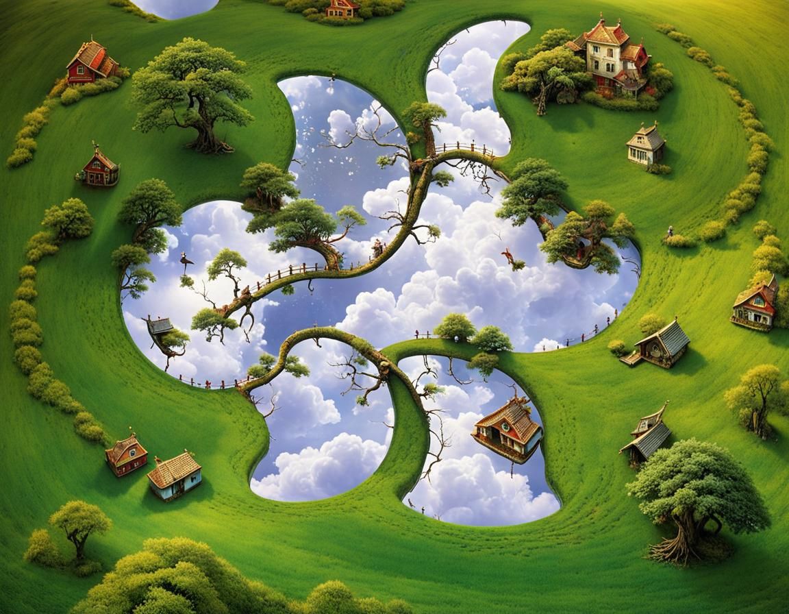 Surreal Stargate Scene with Fantasy Garden