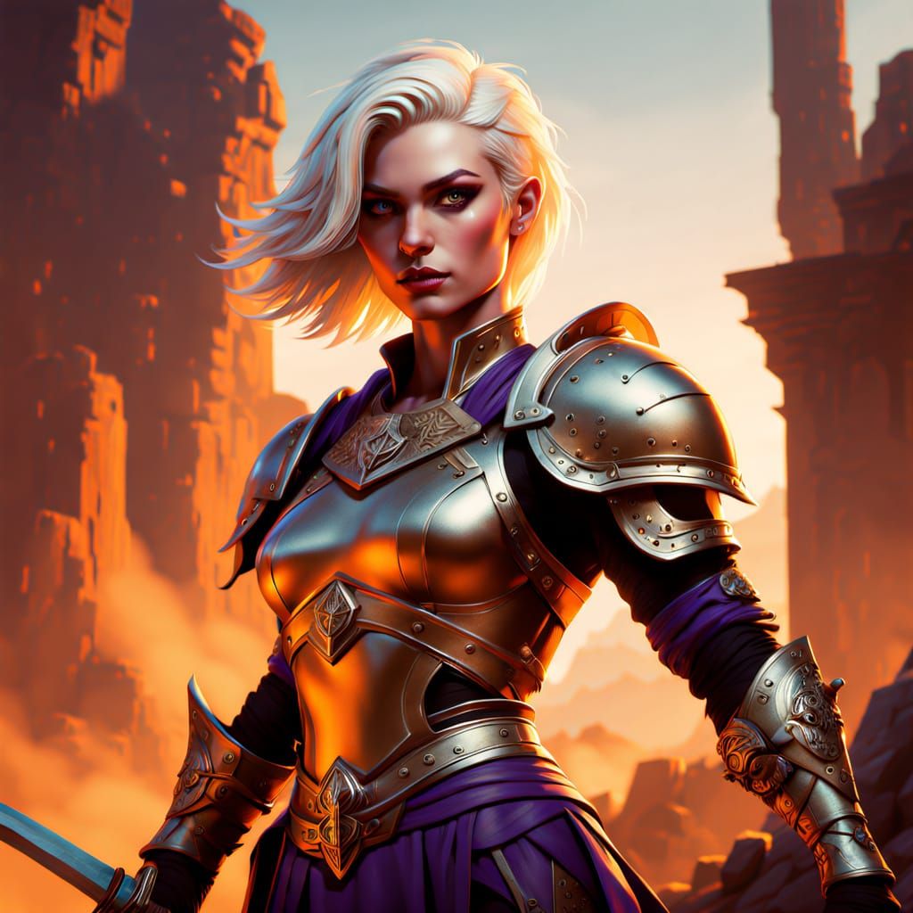 Androgynous Hero in Frazetta-Inspired Fantasy Portrait