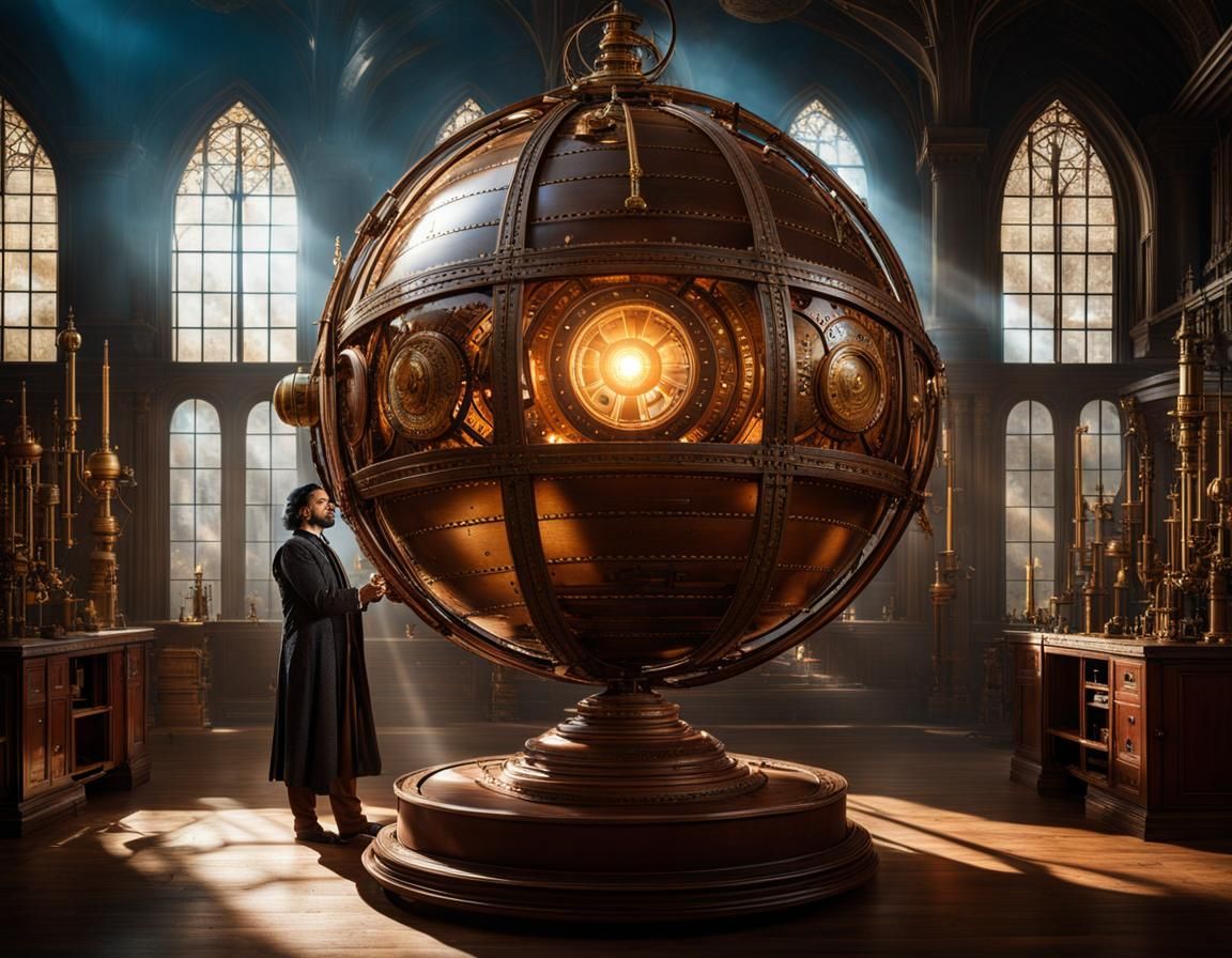 Steampunk Nobleman Adjusting Celestial Sphere