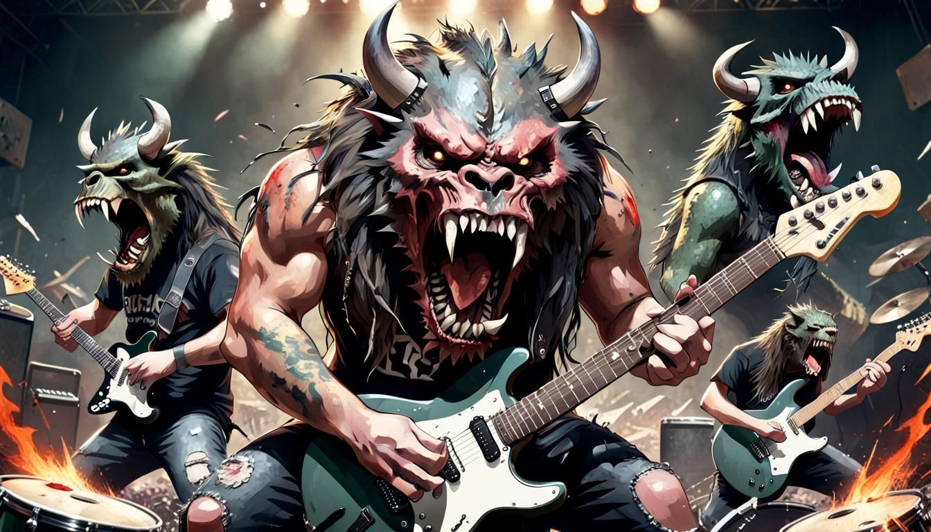 Electric Chaos: Shredding Metal Mayhem in a Cyberpunk Aesthe...
