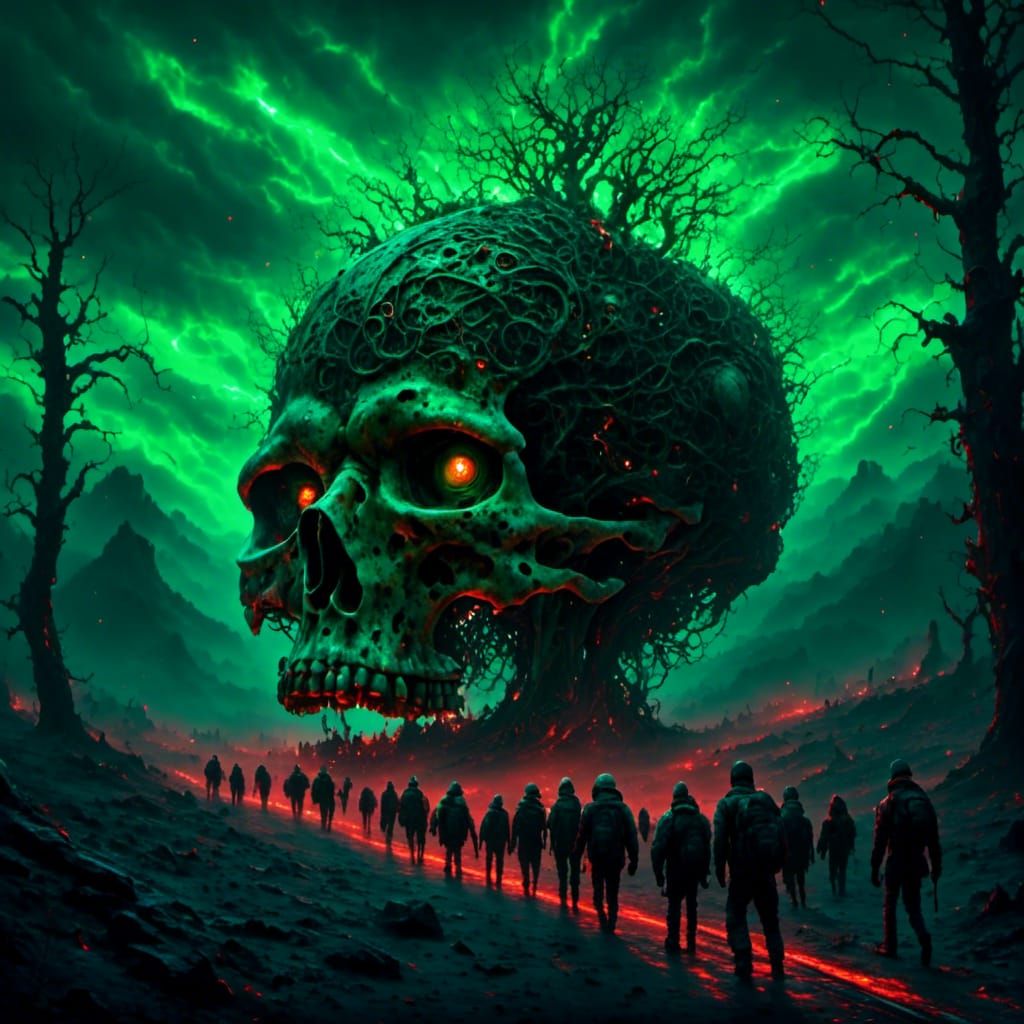 Surreal Biomechanical Horror Landscape in Digital Art