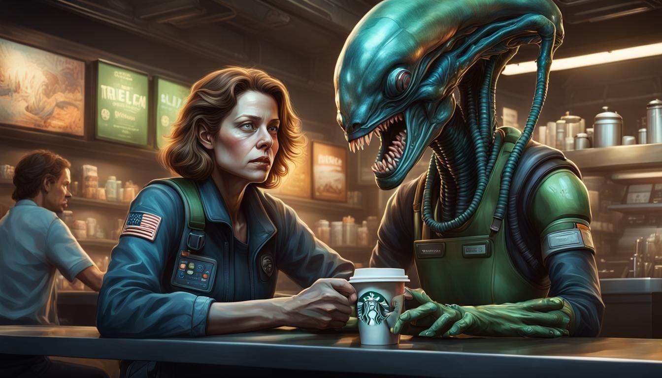 Ellen Ripley & Friend Coffee Break