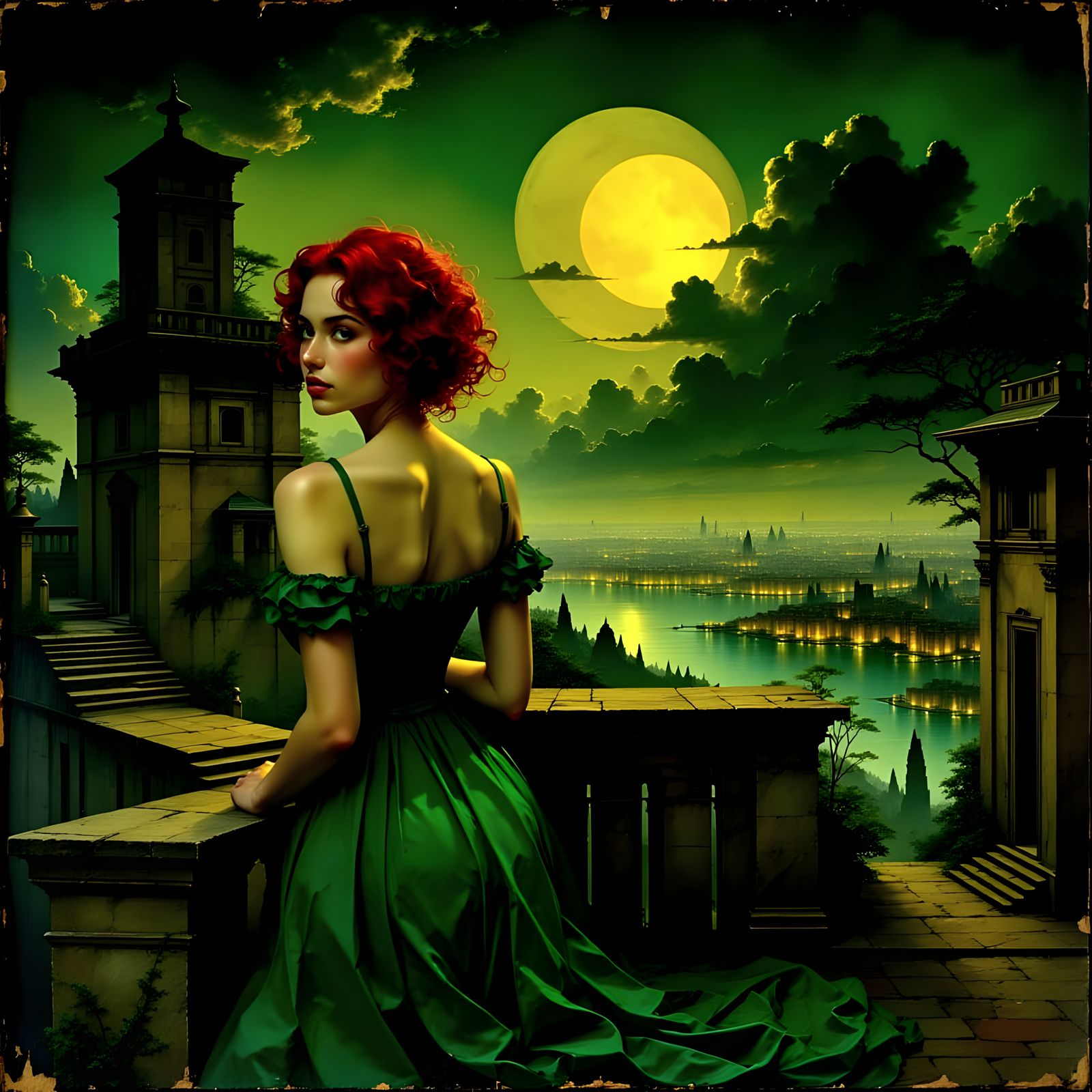 she looks over the town from her terrace