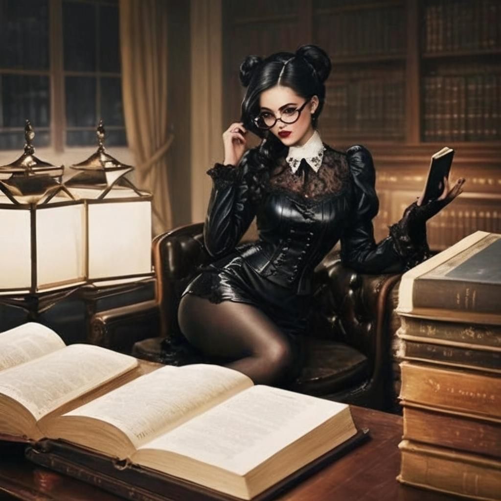 Alluring Librarian in Baroque Antique Library