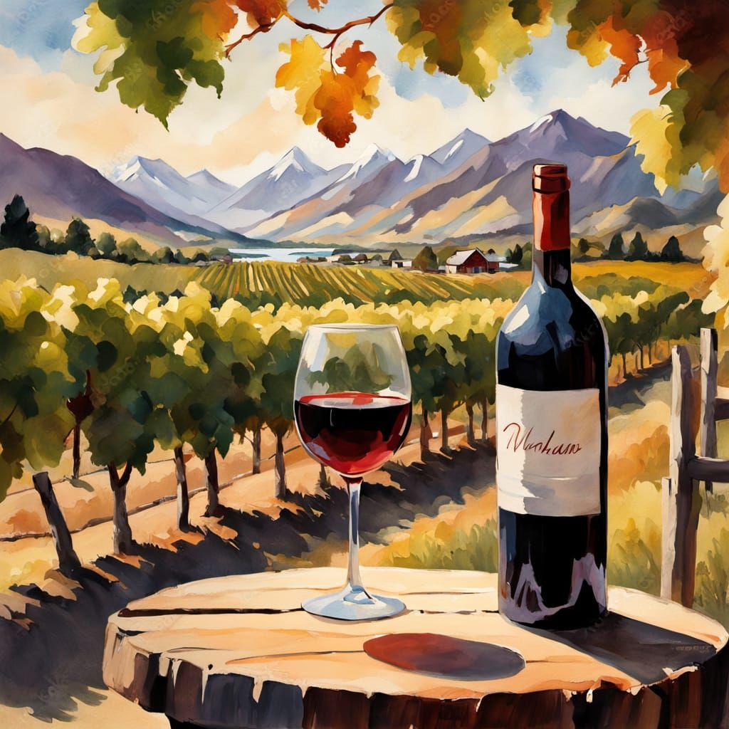 Golden Hour Vineyard Scene in Epic Impressionist Style