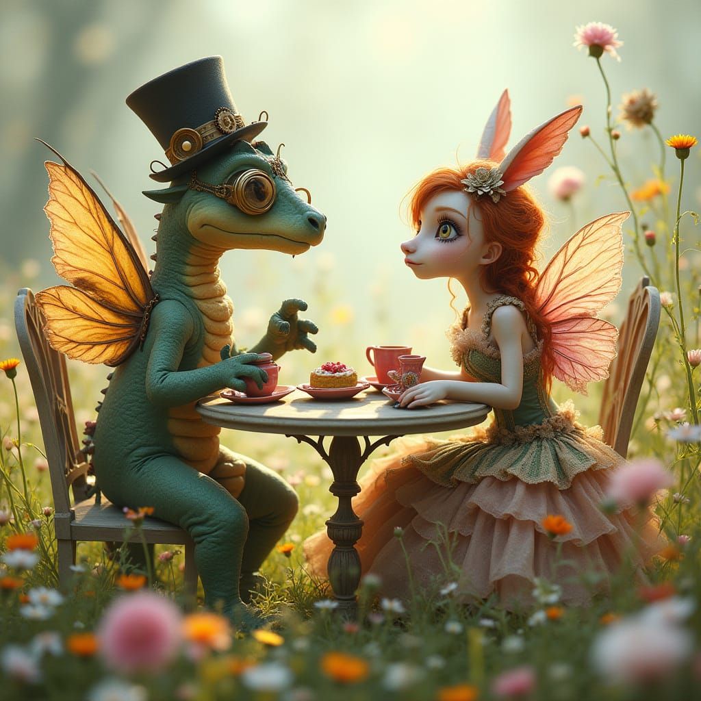 Steampunk Dragon and Gothic Fairy Tea Party
