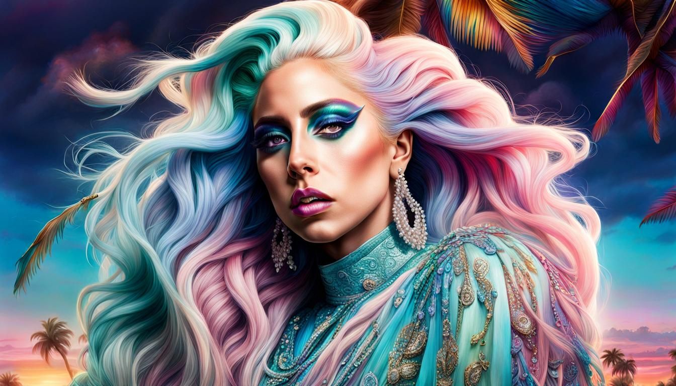 Lady Gaga Pastel Makeup in Detailed Digital Art