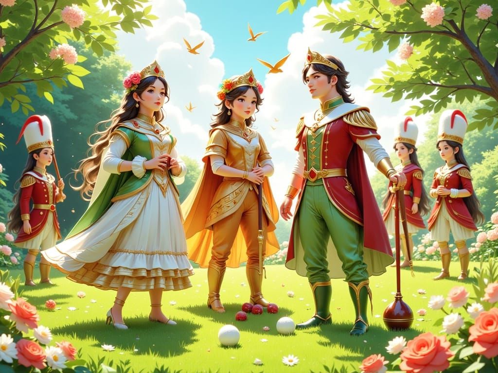 Regal Princes Engage in Whimsical Croquet