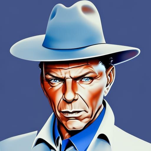 Frank Sinatra Portrait with Blue Eyes in Splash Art