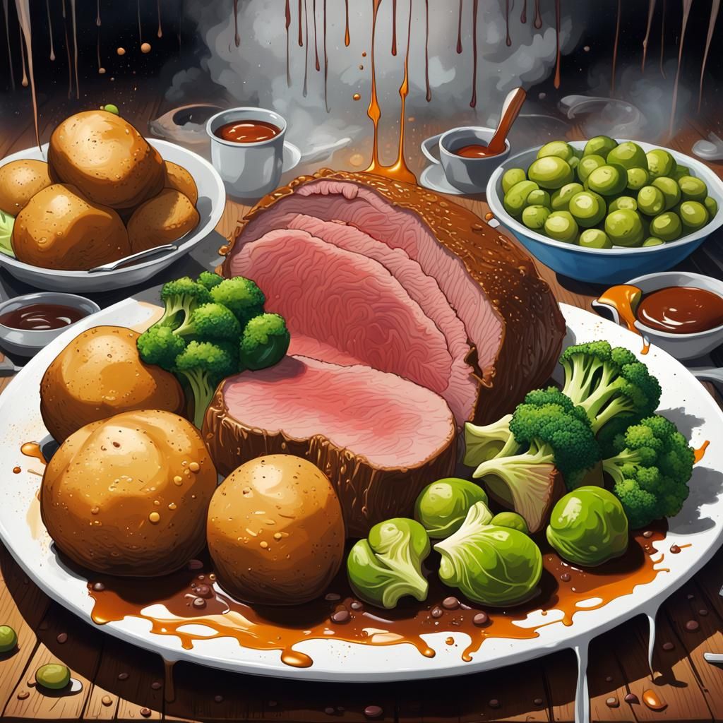 Roast Dinner Fight: Graffiti Splash Art