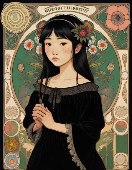 Velvety Black Flowers Inspired by Art Nouveau