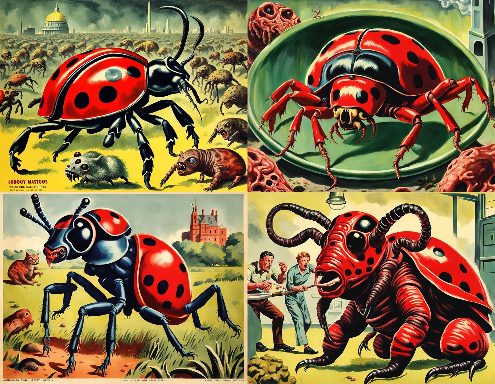Terrifying Mutant Animal Movie Poster in Ladybird Style