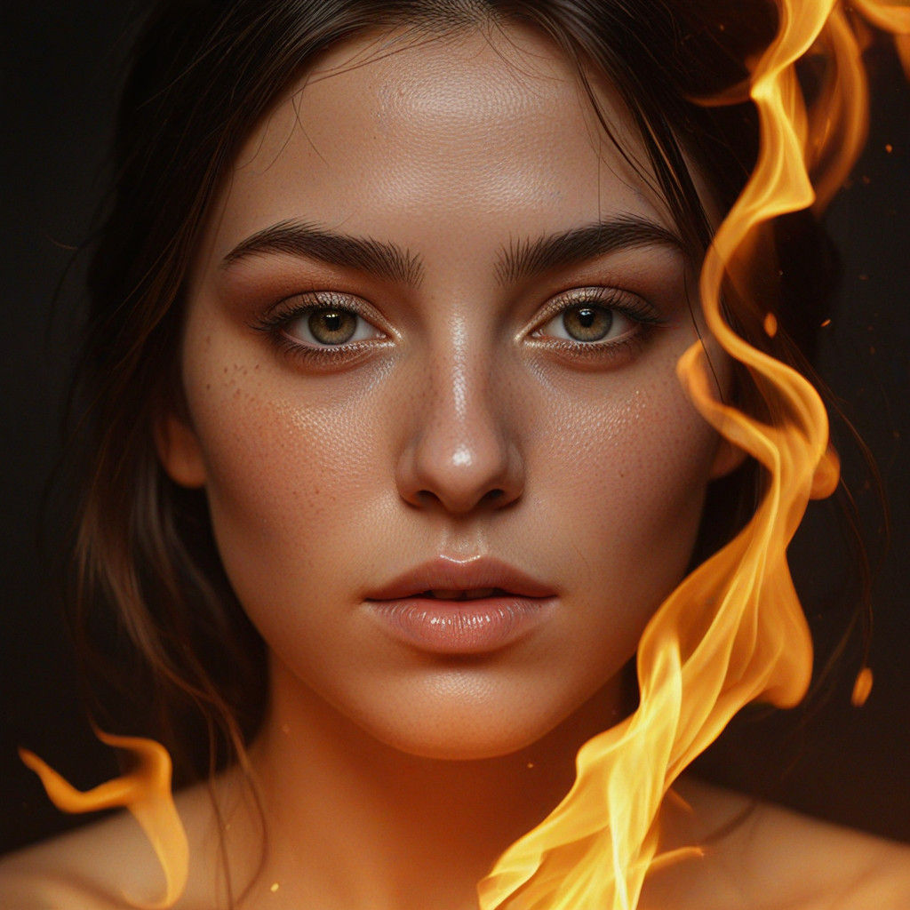 Face Emerging from Fiery Inferno in Cinematic Style