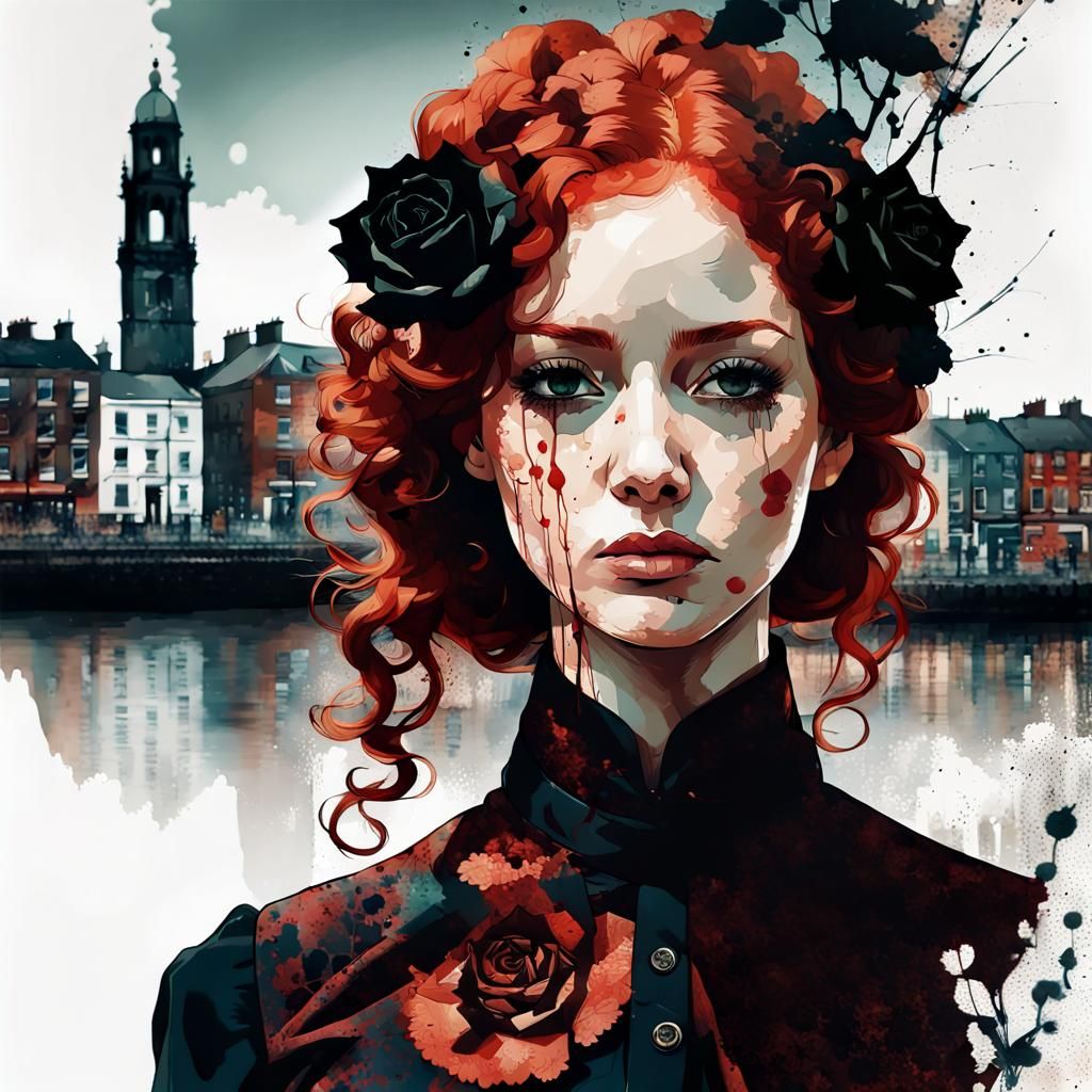 Double Exposure Portrait in Ink Splatter Style