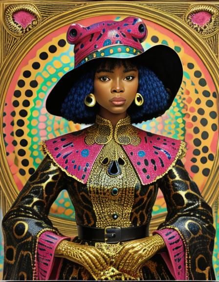 African Girl in Art Deco Mosaic Style