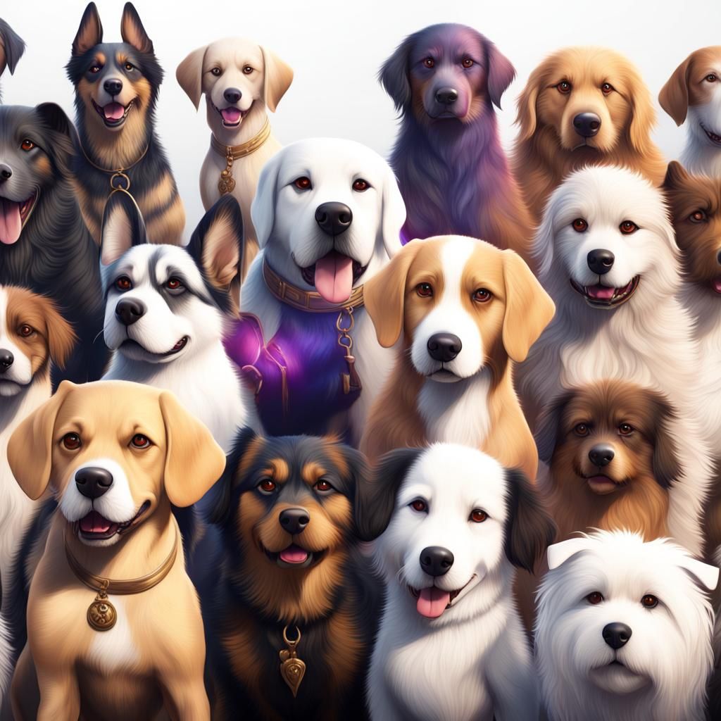 Detailed Matte Painting of Dogs in Fantasy Art