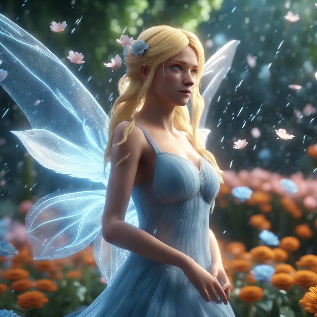 Fairy in Flower Garden, 3D Game Cinematic Render