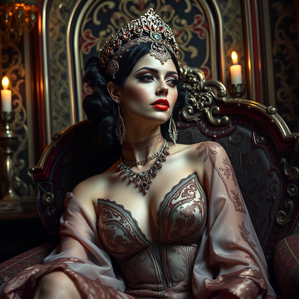 Opulent Woman in Art Deco Nouveau Setting