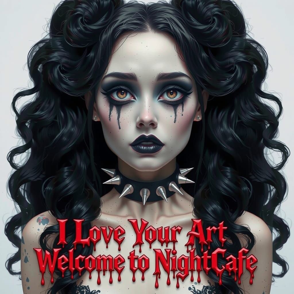 Goth Woman with Flowing Hair and Eerie Black Metal