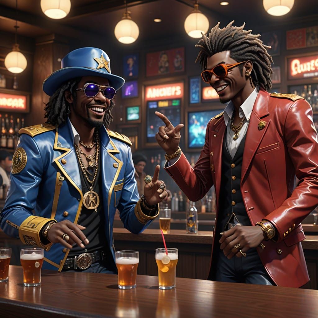 Anime-Inspired 3D Art of Bootsy Collins and Wes Crusher in a...