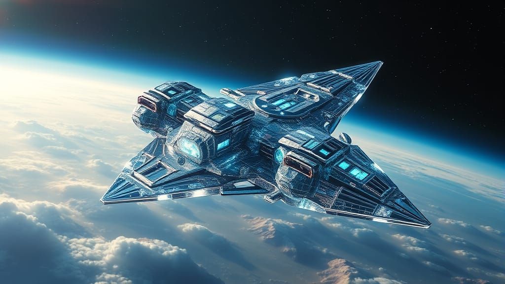 Falcon Starship Soars Through Cosmic Skies in Bio-Crystallin...