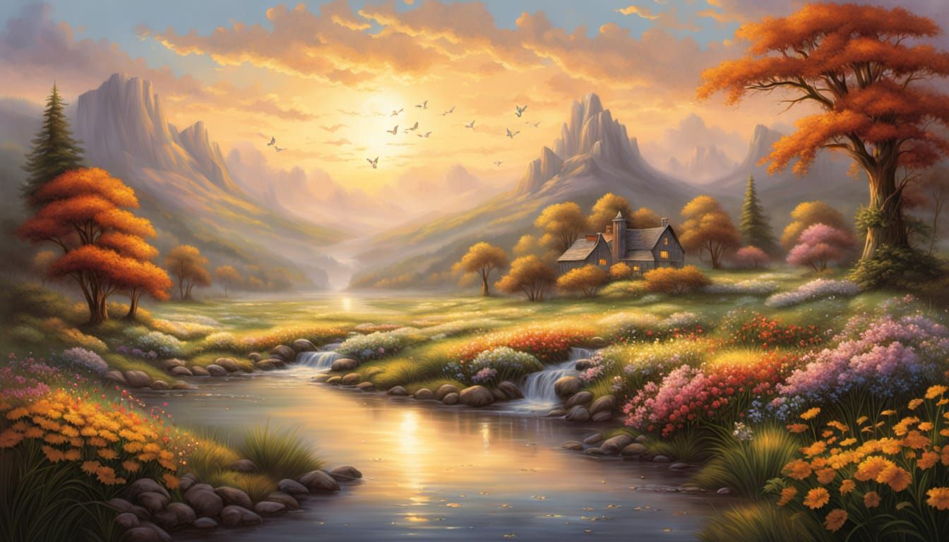 Ethereal Fantasy Meadow Scene