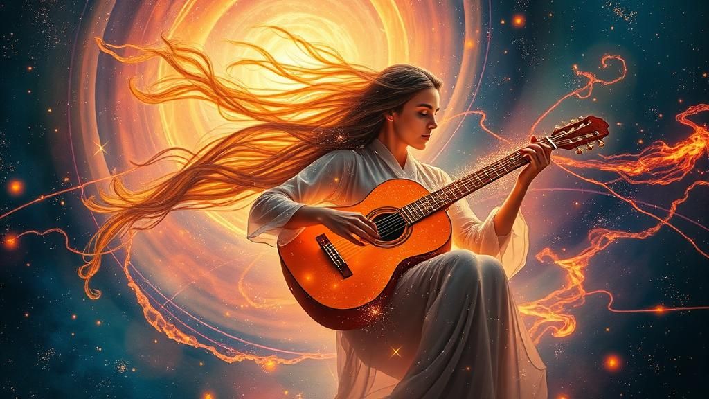 Cosmic Surrealist Painting of Glowing Woman in Nebula