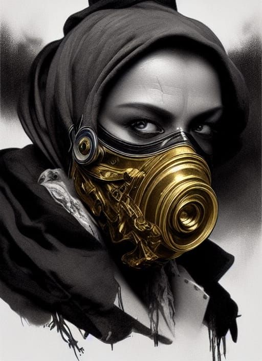 Gas Bunny in Alfons Mucha-Inspired Portrait