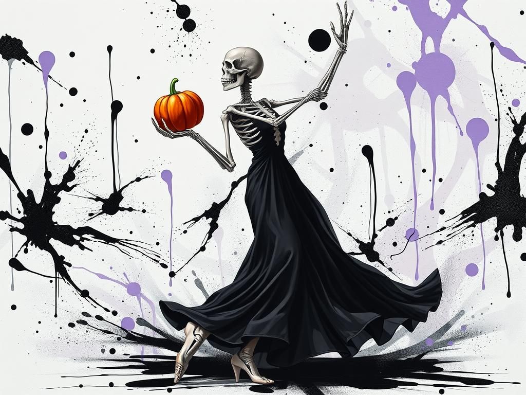 Skeleton Tango Dancer in Gothic Pre-Raphaelite Style