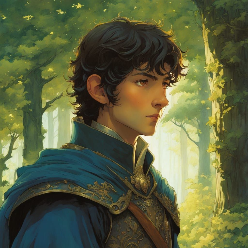 Young Paladin in Forest: Ghibli-Vess Style