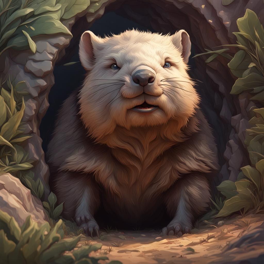 Surreal Wombat Portrait in Hyperdetailed Lighting