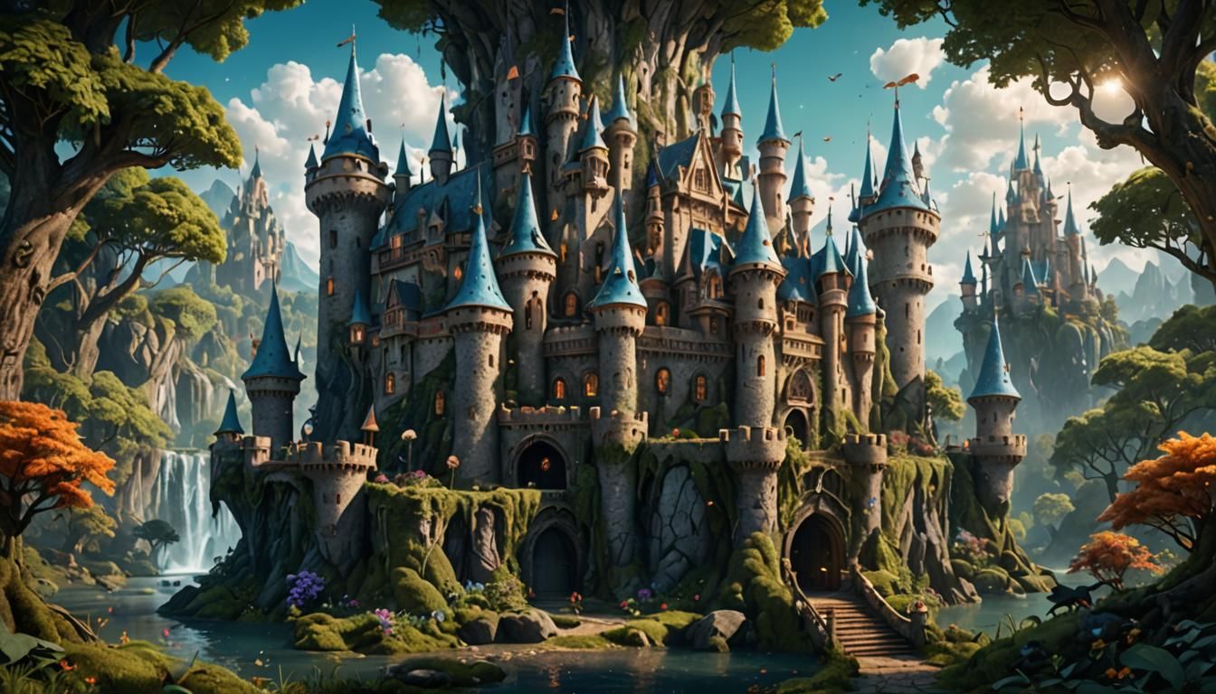 Enchanted Fairy Castle in Detailed Matte Painting