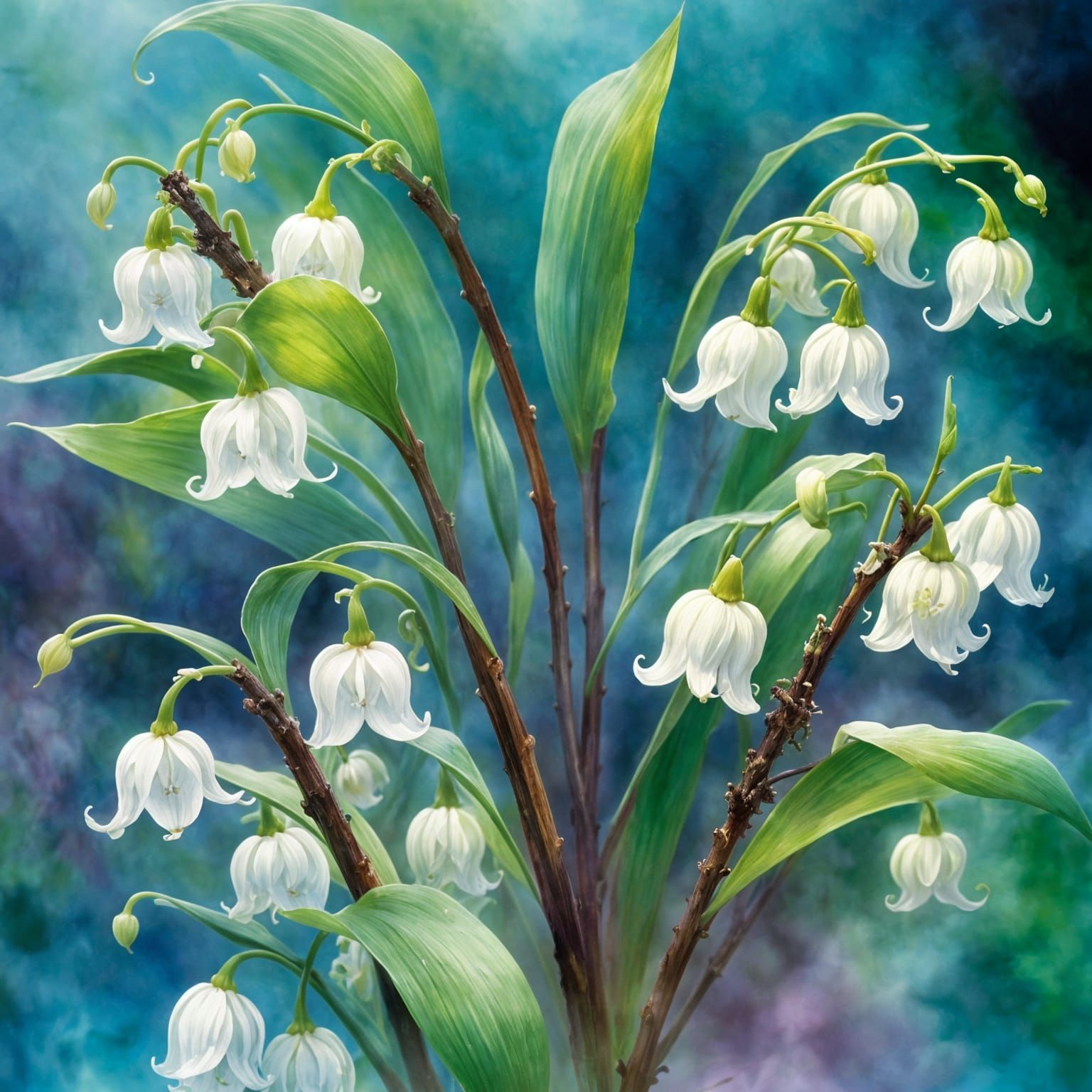 Lily of the Valley Watercolor Painting