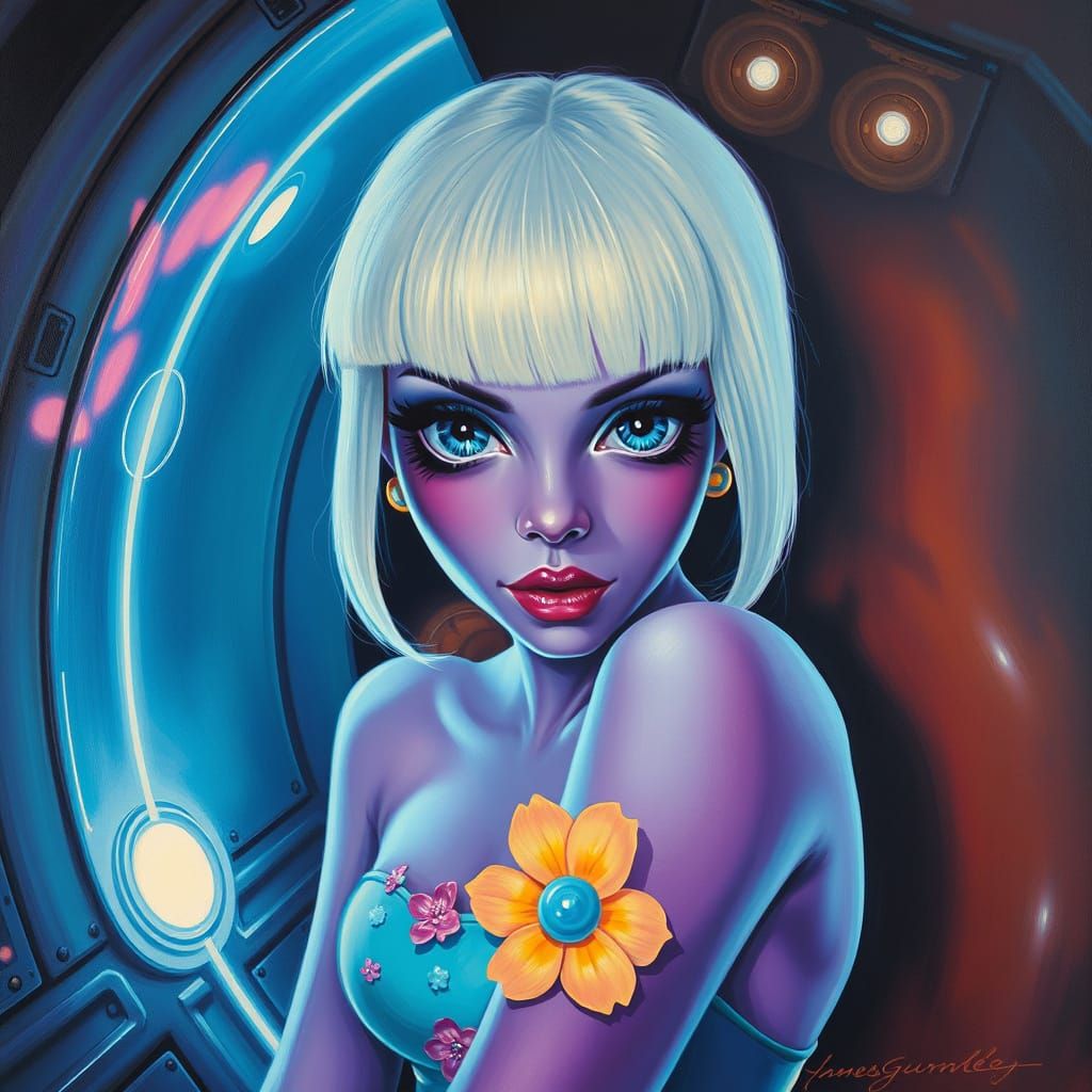 Surreal Space Goddess with Electric Aura