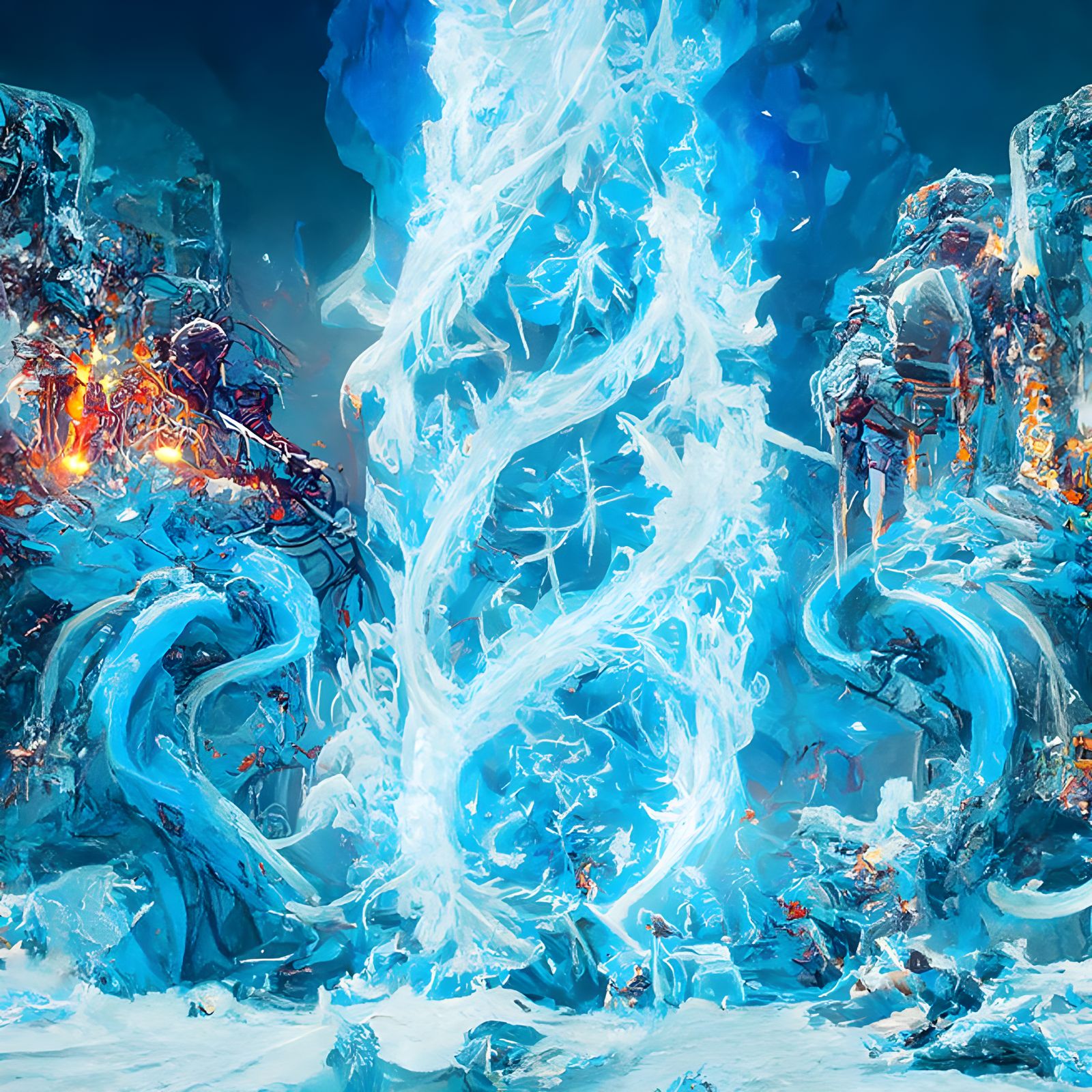 Ice and Fire DNA Strand: Digital Illustration
