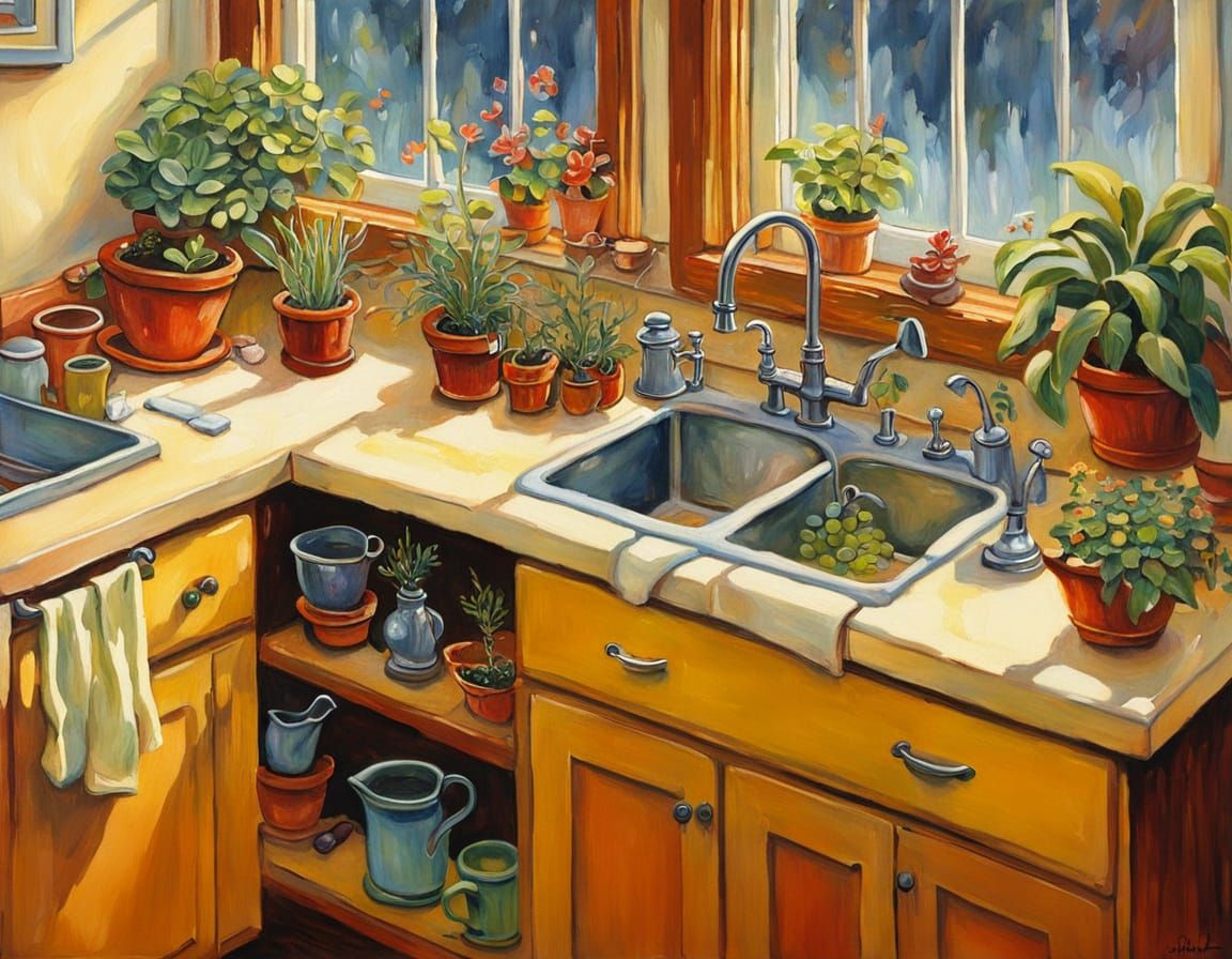 Whimsical Kitchen Oasis in Norman Rockwell Style