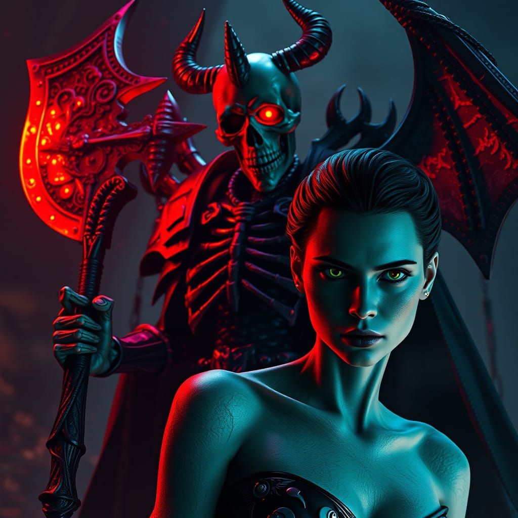 Demonic Skeleton King in Dark, Gothic Armor