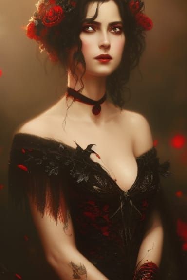 Fairy Queen in Lace Gown, Fantasy Digital Art