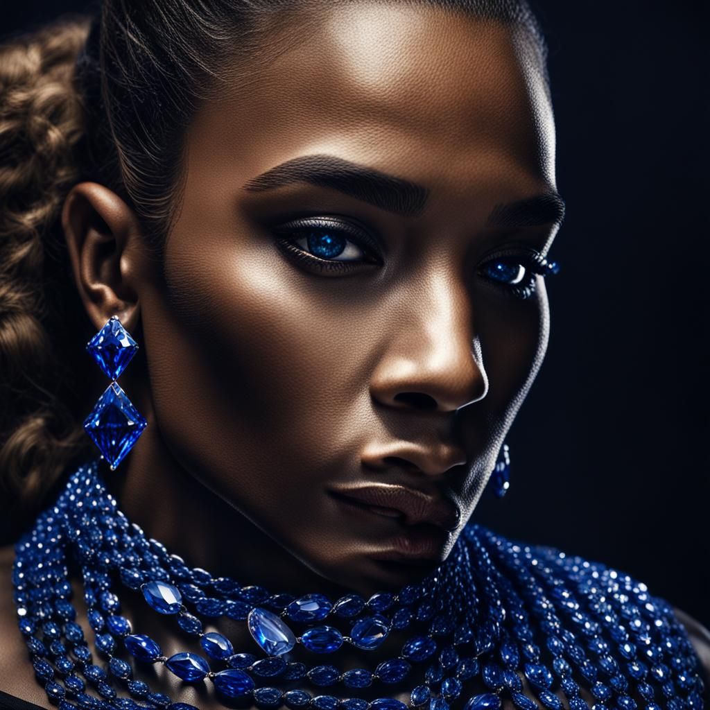 Woman's Sapphire and Diamond Weave Cuban Necklace