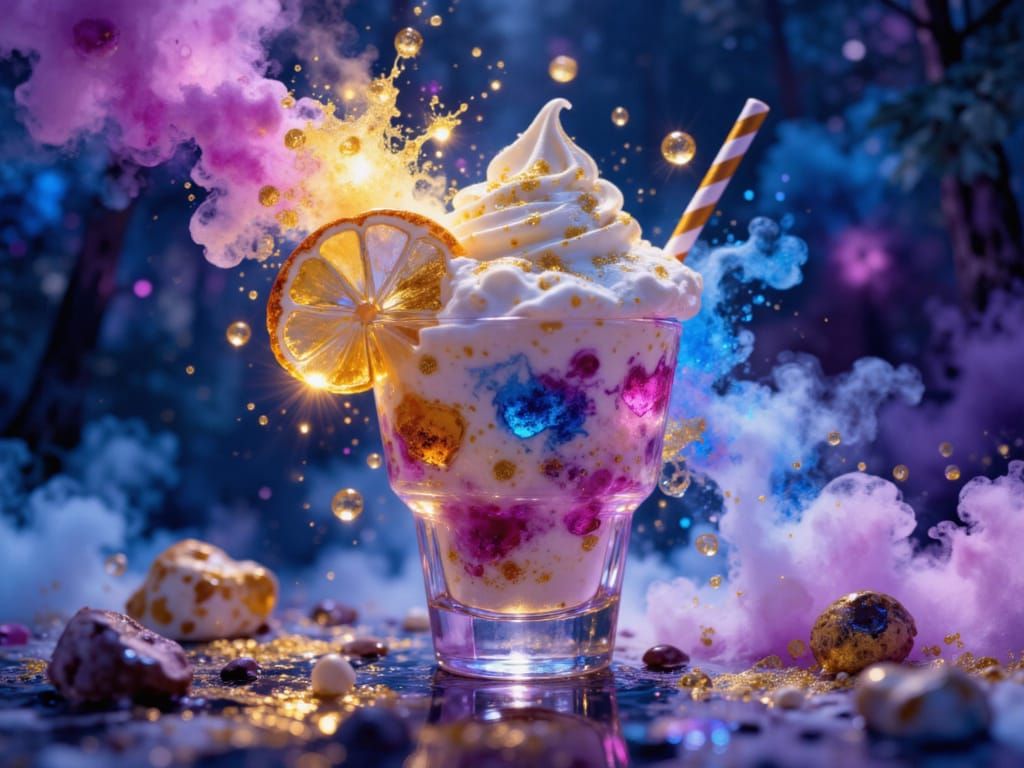 Cosmic Ice Cream Galaxy with Planets and Stars