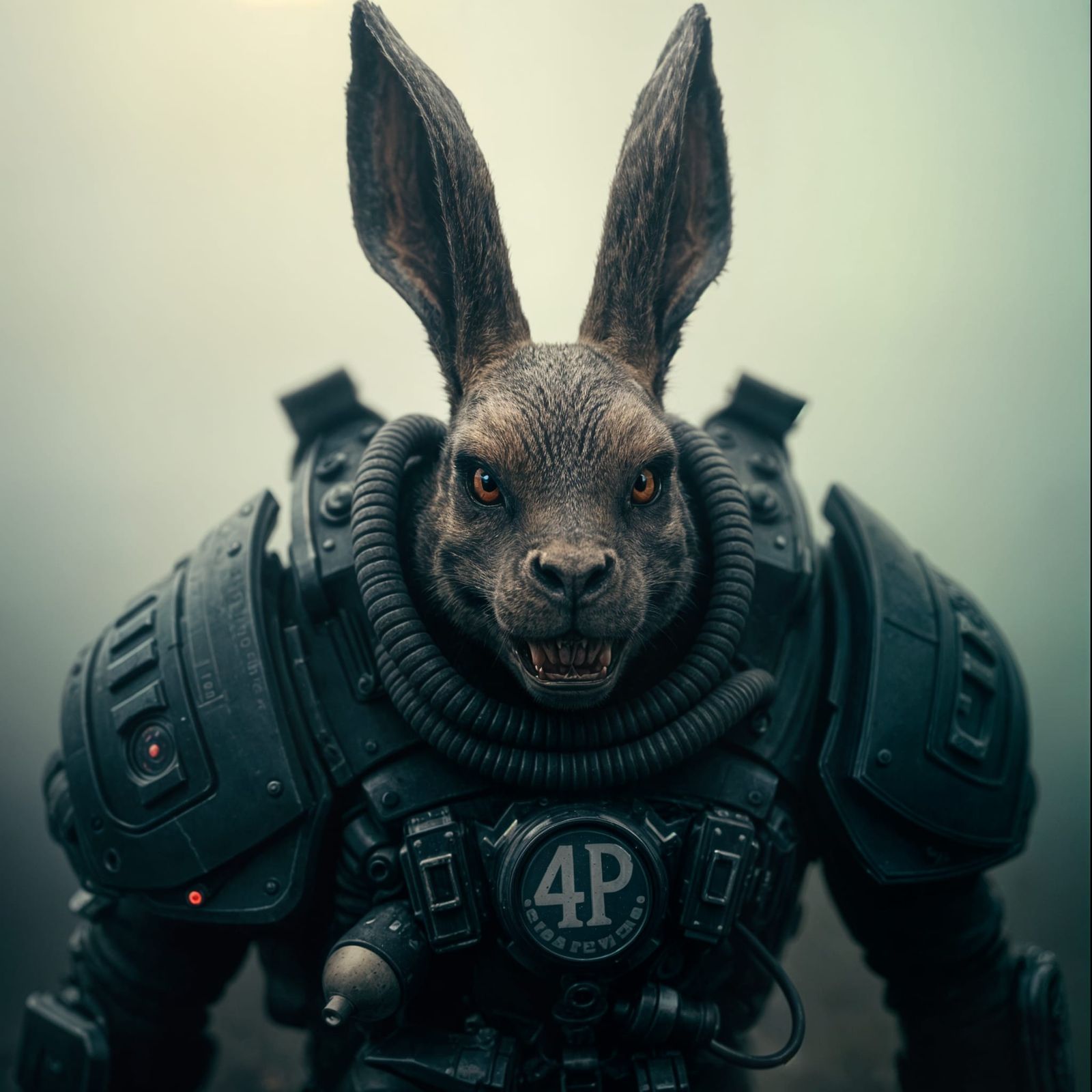 Terrifying Rabbit Space Marine in Giger Style