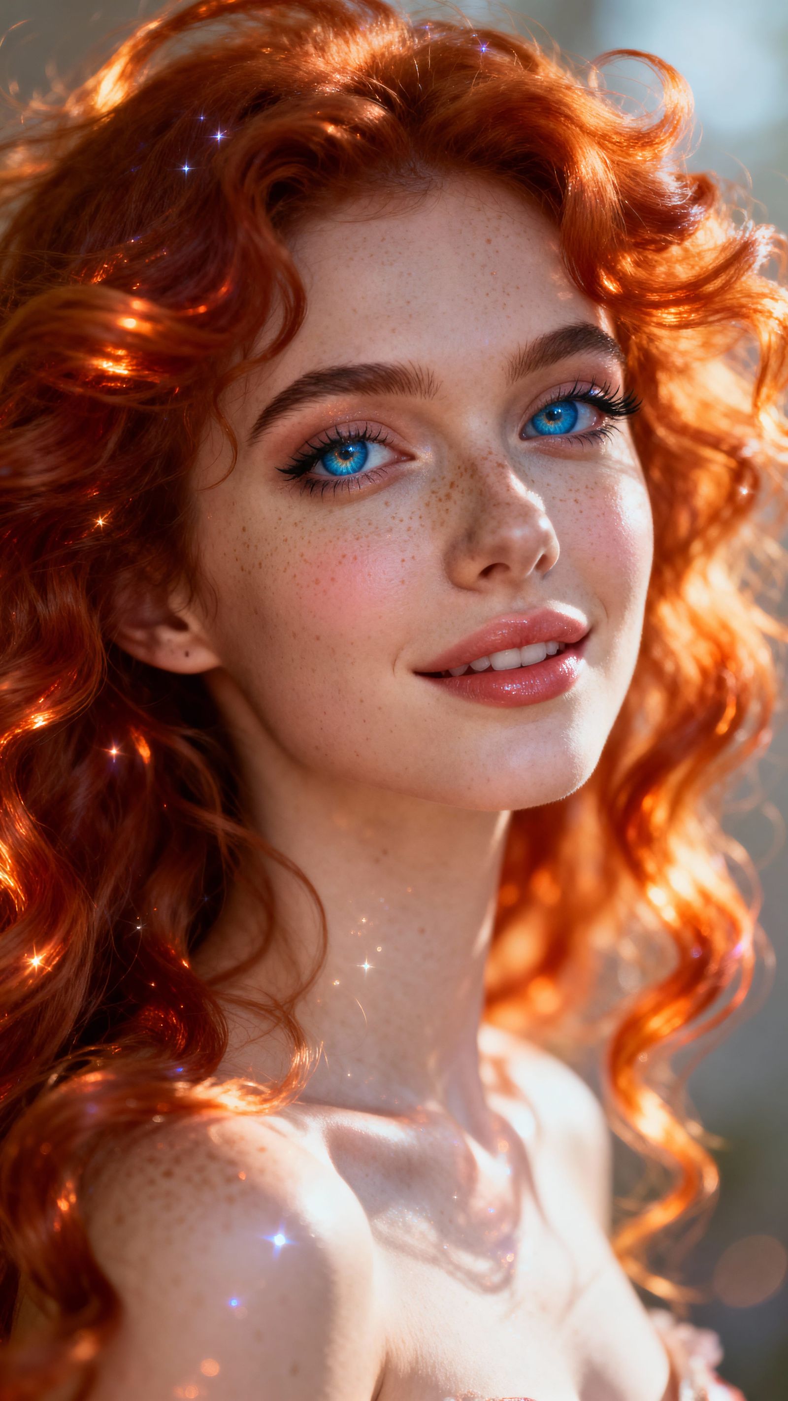Fiery Red Curls: Hyper-Realistic Cinematic Portrait
