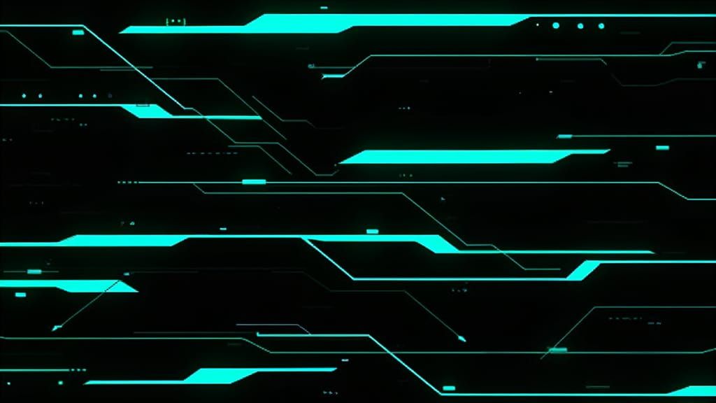 Cyan Lines Against Black: Cyberpunk Motion