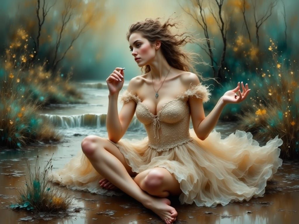 Psychedelic Oil Painting Headshot in Romanticism Style