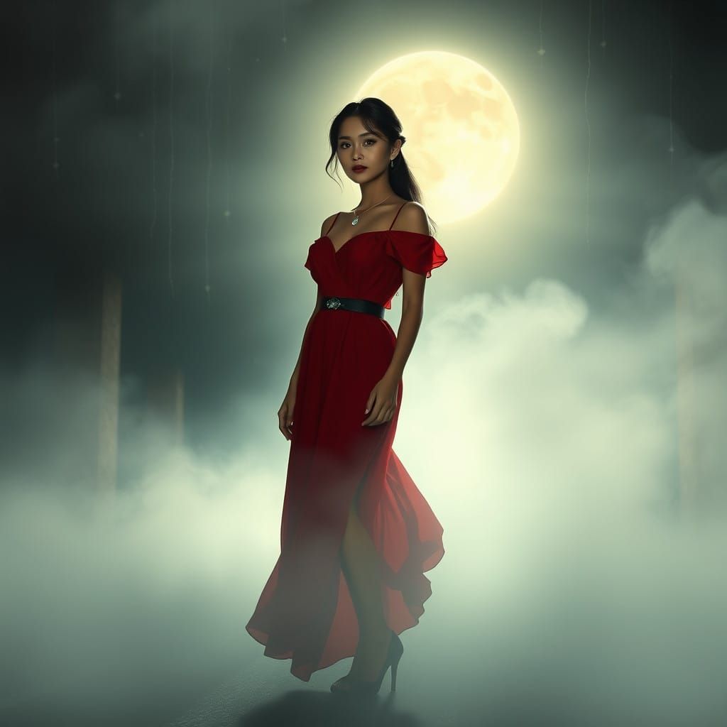 Dreamlike Wonderland Scene in Ethereal Moonlight