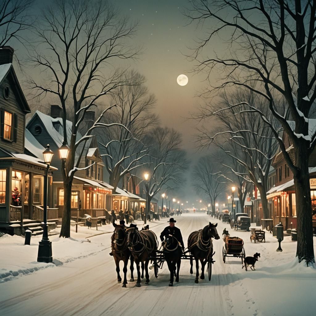 Vintage Christmas Postcard in Cinematic Style