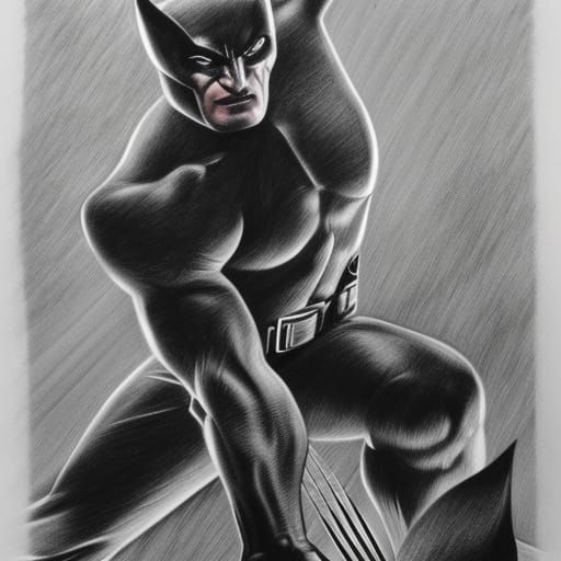 Hyperdetailed Charcoal Drawing of Wolverine