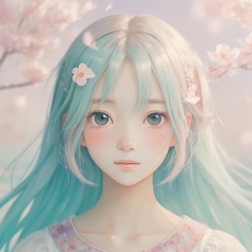 Pastel Anime Portrait of a Young Lovestruck Girl