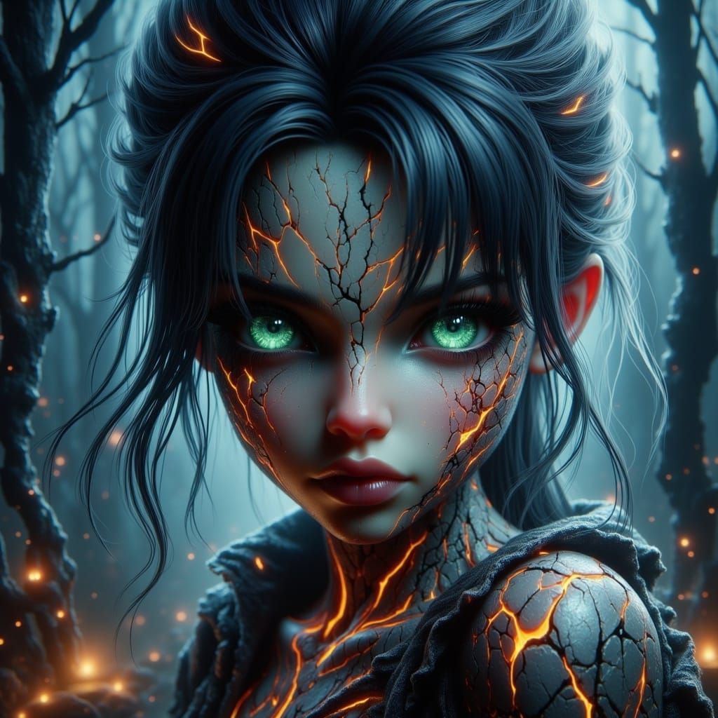 Whimsical Little Girl in Misty Halloween Scene